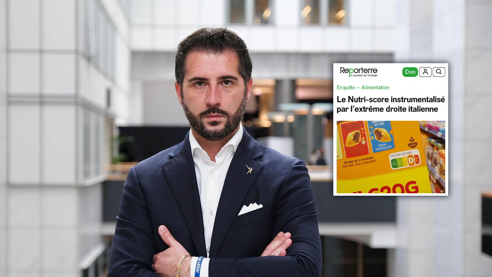 Paolo Borchia con articolo di giornale reporterre